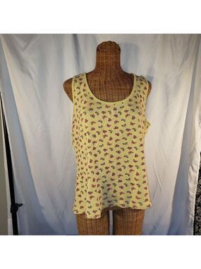 Zoey & Beth Women's Plus Size 3X Tank Top Light Yellow with Pink Butterflies